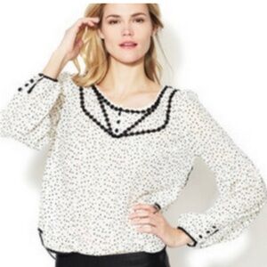 Free People Joanna Polka Dot White & Black Blouse size XS